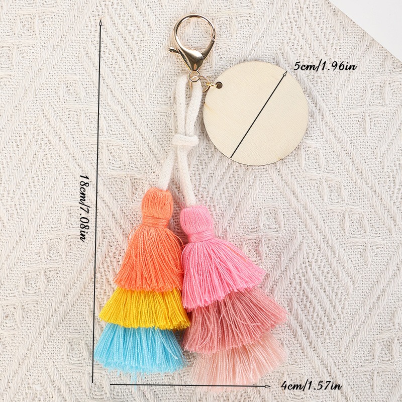 Custom Tassel Bag Charm with Wood Tag